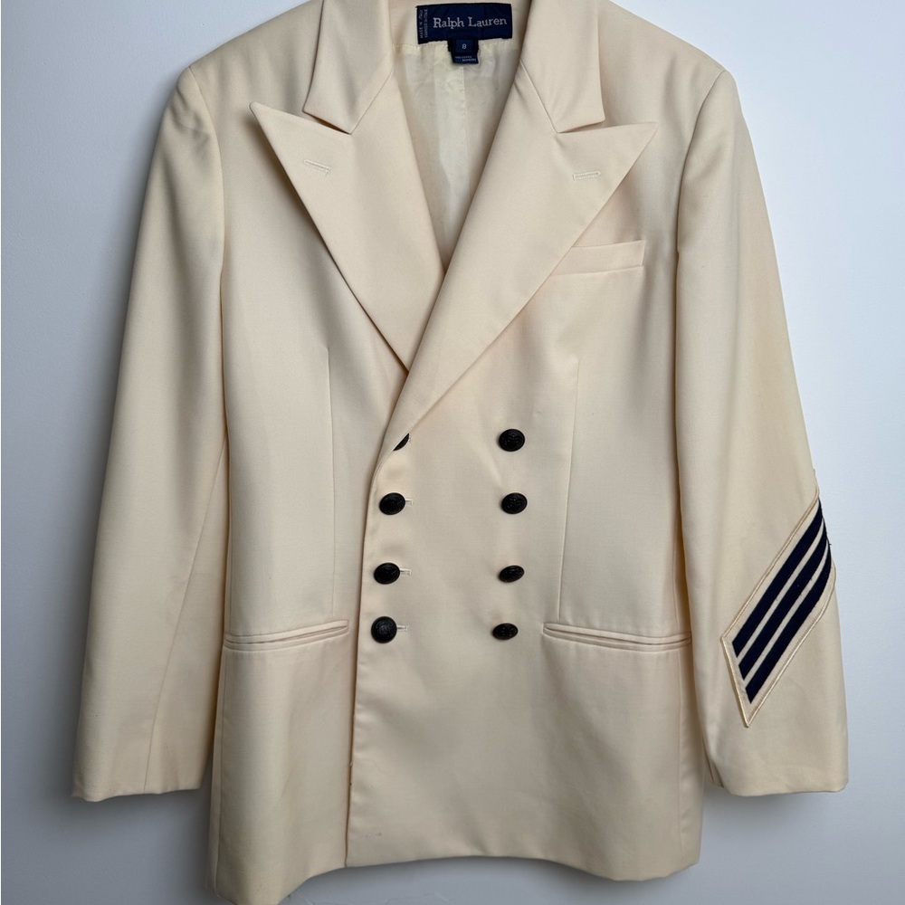 Ralph Lauren Made in Italy Ivory Double-Breasted Jacket Women’s Size 8 - Picture 5 of 13